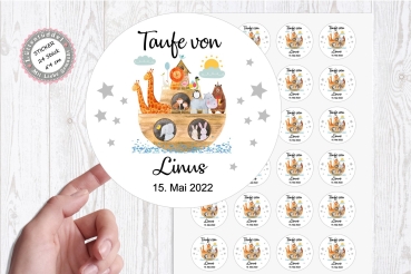 24 personalisiert Sticker Aufkleber Kommunion Taufe Firmung Konfirmation Arche personalisiert von Lüttentüddel® -